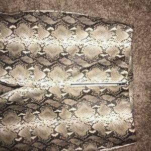 Cropped pleather snake skin pants